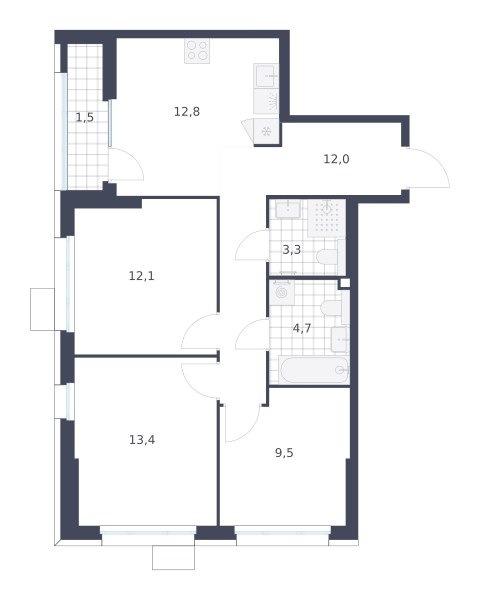 Планировка 69.3 м²