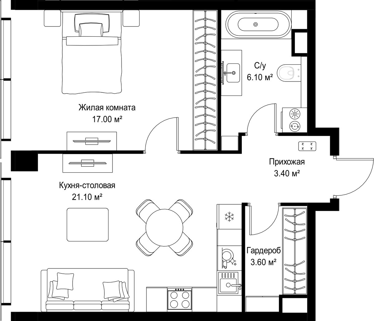 Планировка 51.2 м²