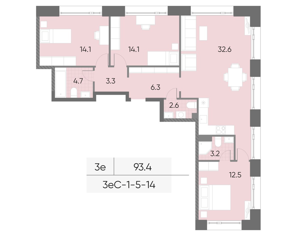 Планировка 93.4 м²