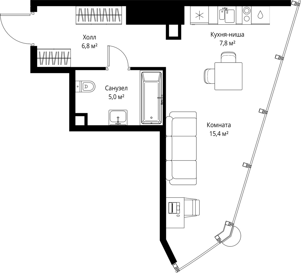 Планировка 35.0 м²