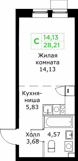 Планировка 28.2 м²