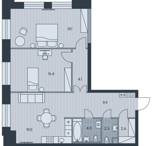 Планировка 77.4 м²