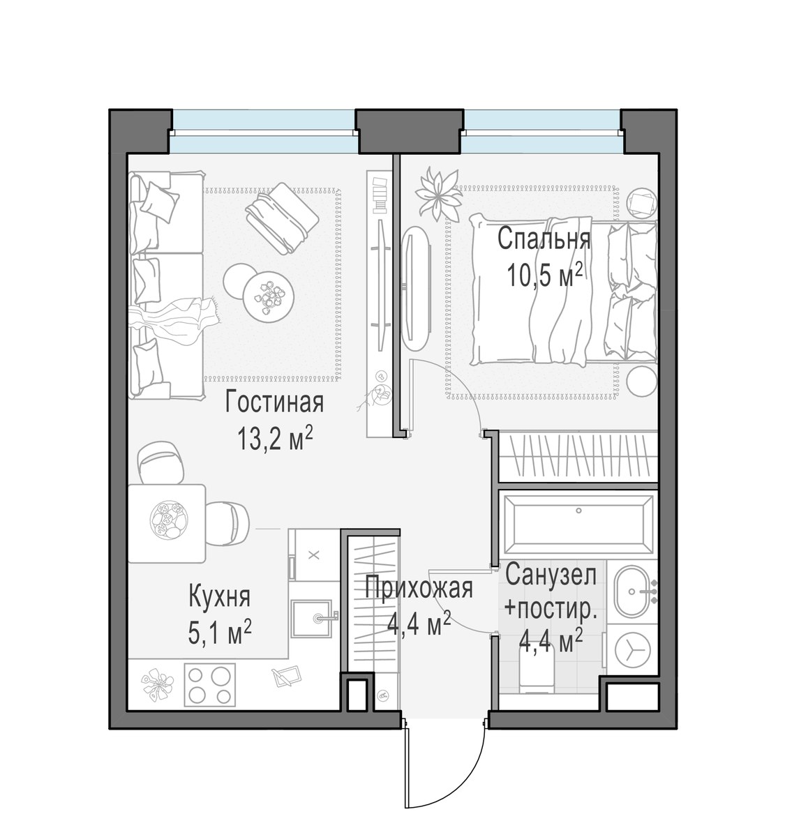 Планировка 37.5 м²