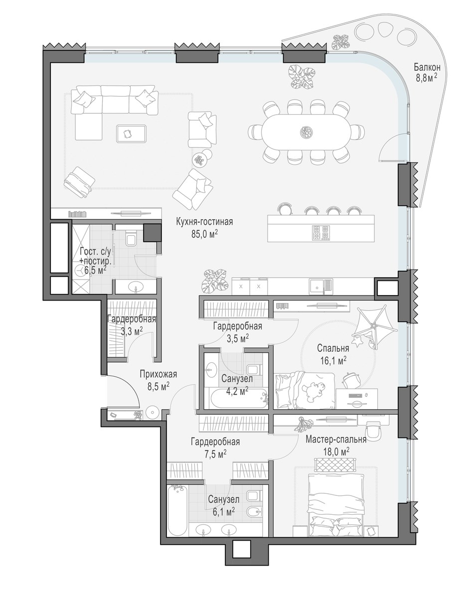 Планировка 159.4 м²