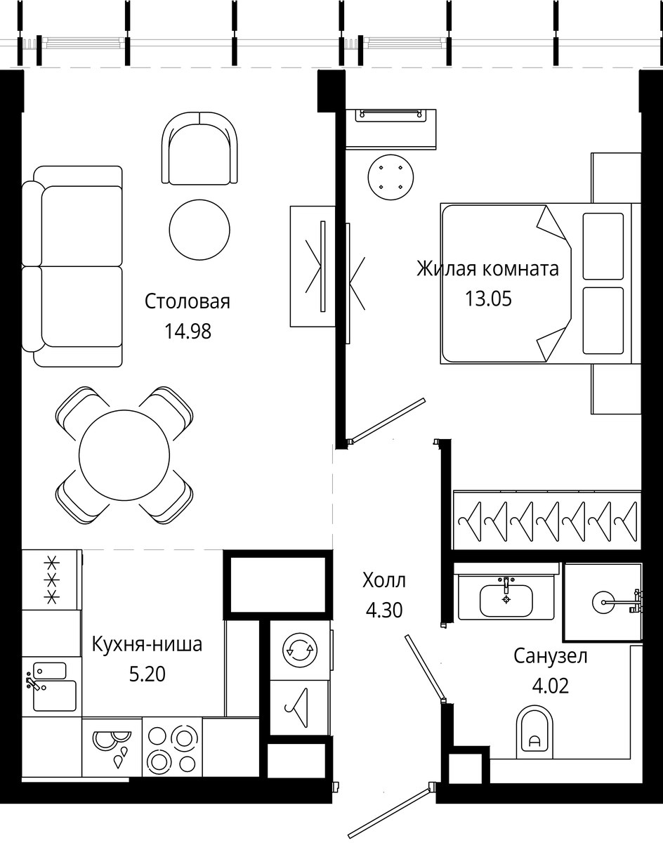 Планировка 41.5 м²