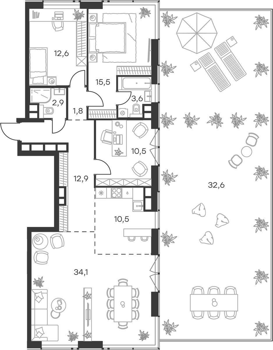Планировка 134.1 м²