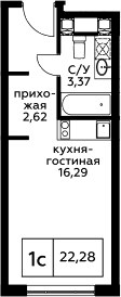 Планировка 22.28 м²