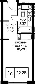 Планировка 22.28 м²