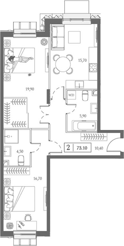 Планировка 73.1 м²