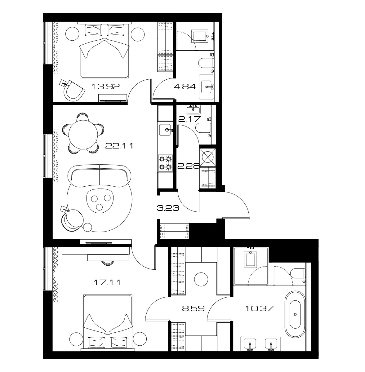 Планировка 84.62 м²