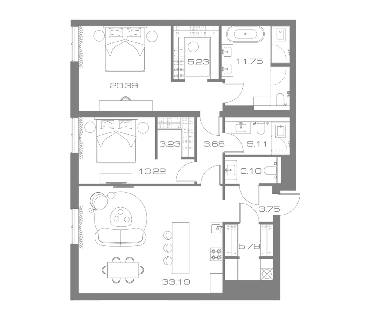 Планировка 110.4 м²