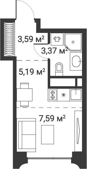 Планировка 19.74 м²