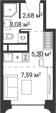 Планировка 18.55 м²