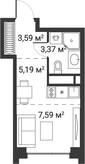 Планировка 19.74 м²