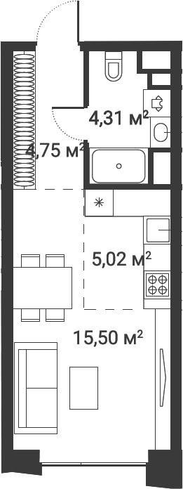Планировка 29.53 м²