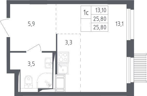Планировка 25.8 м²
