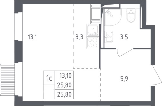 Планировка 25.8 м²