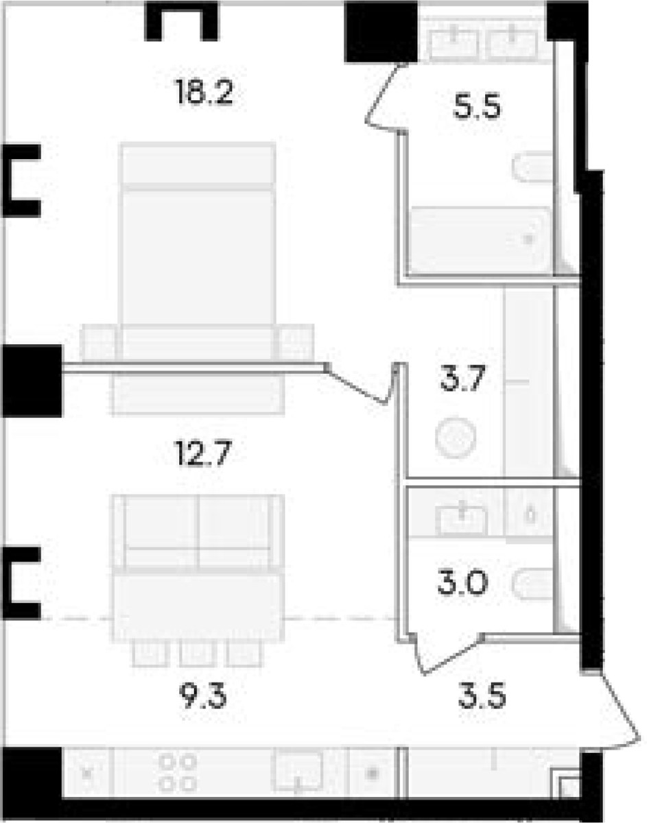 Планировка 58.0 м²