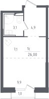 Планировка 26.0 м²