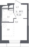 Планировка 19.2 м²
