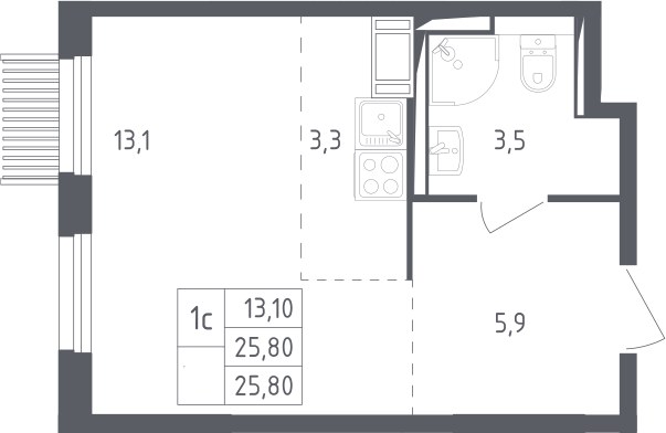 Планировка 25.8 м²