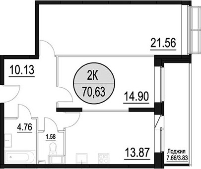 Планировка 70.63 м²