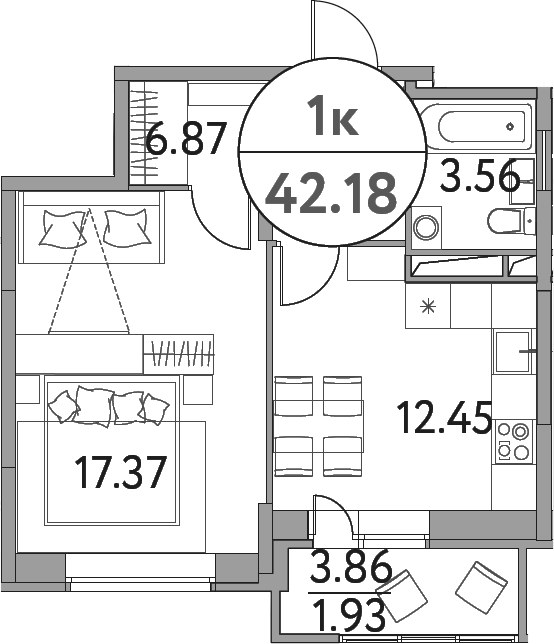 Планировка 42.18 м²
