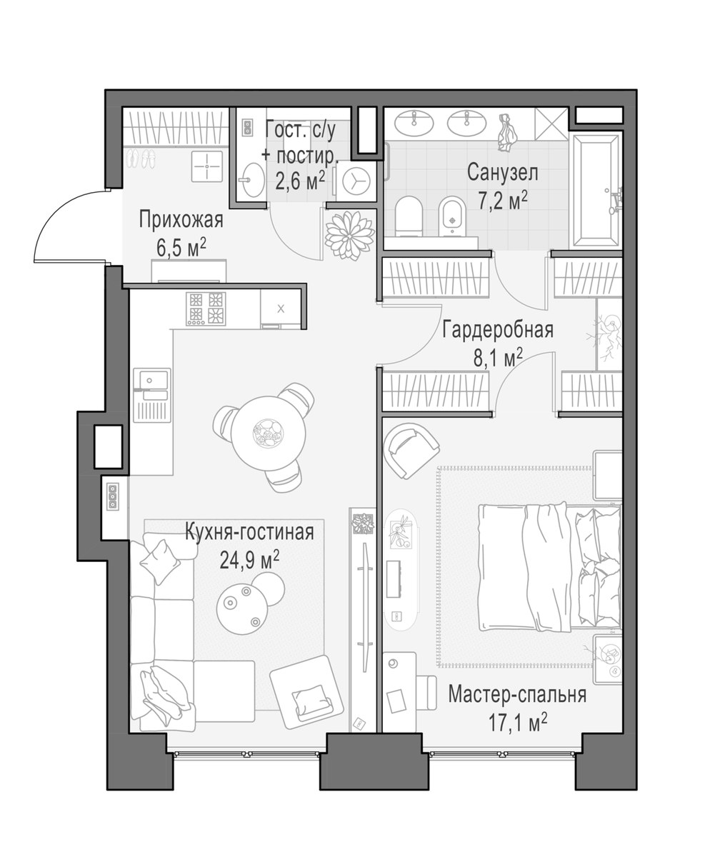 Планировка 66.8 м²
