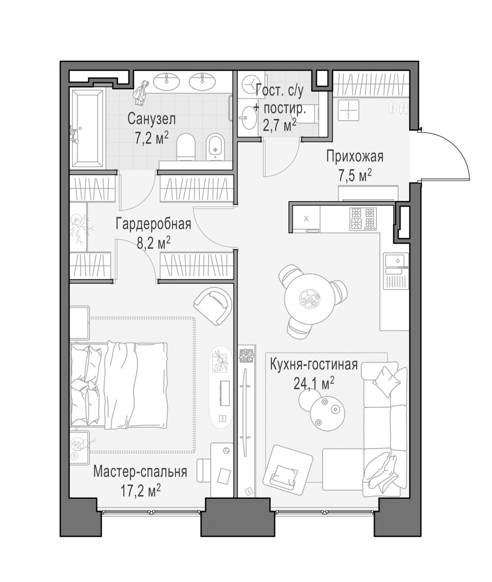 Планировка 66.9 м²