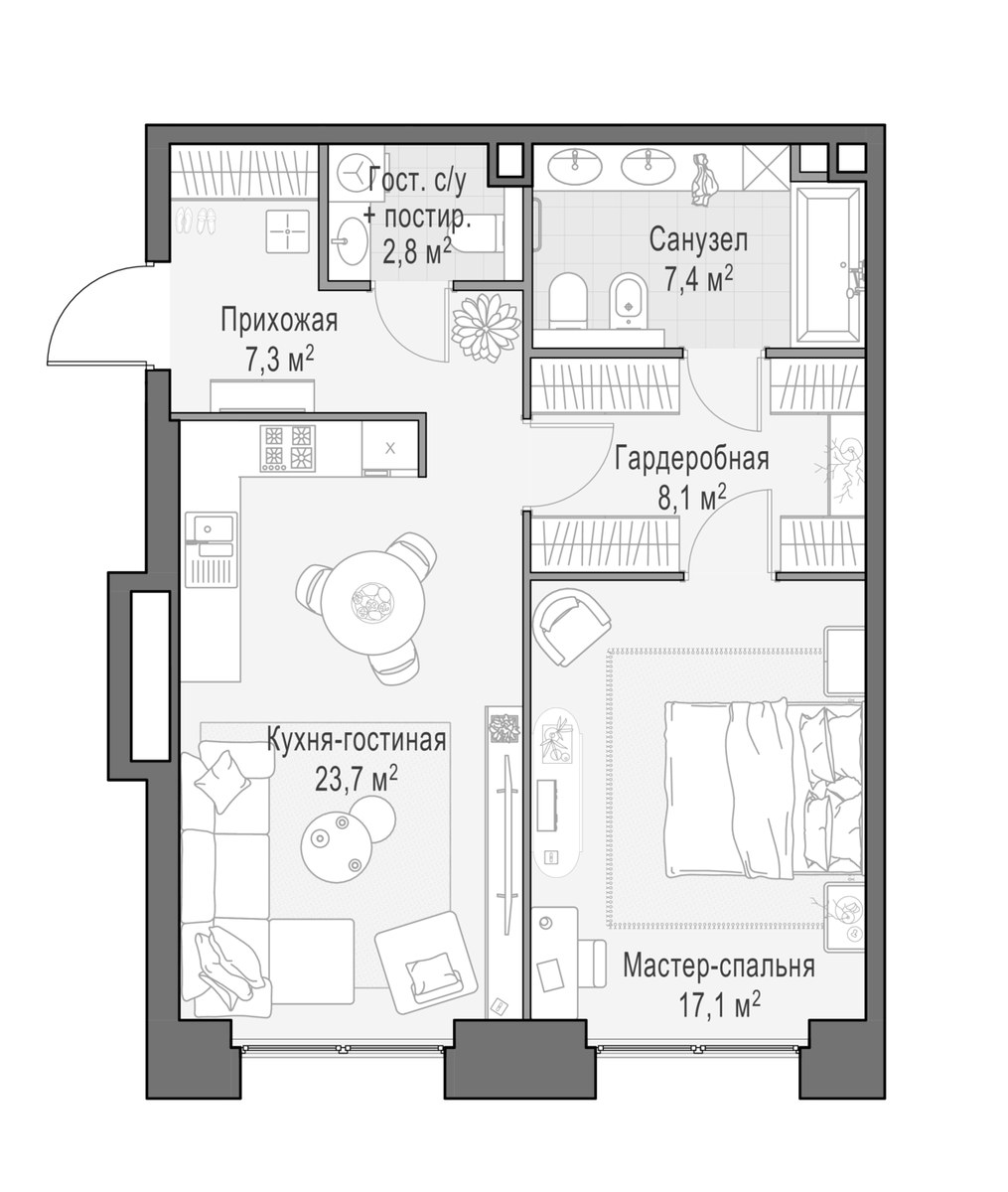 Планировка 67.1 м²