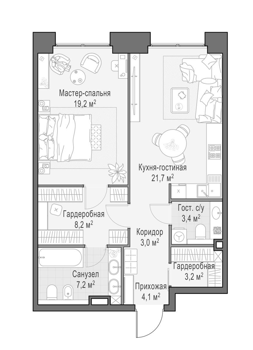 Планировка 70.7 м²