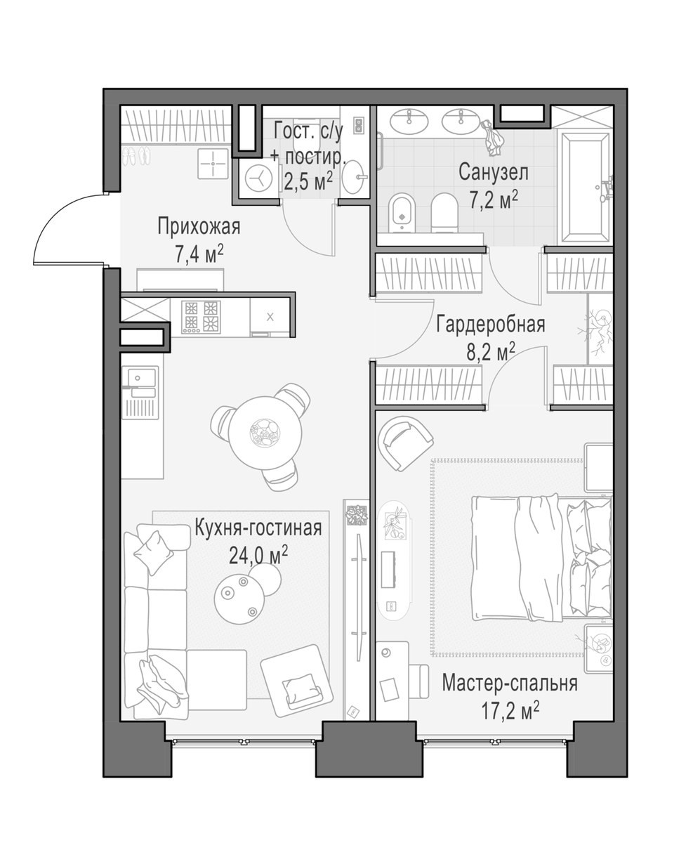 Планировка 67.1 м²