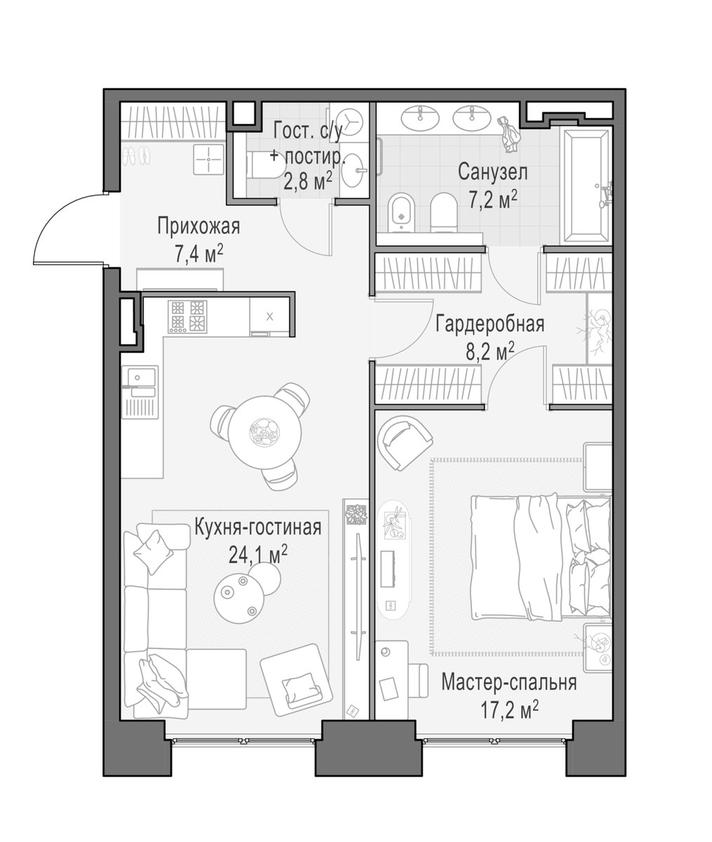 Планировка 67.5 м²