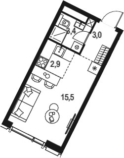 Планировка 24.8 м²