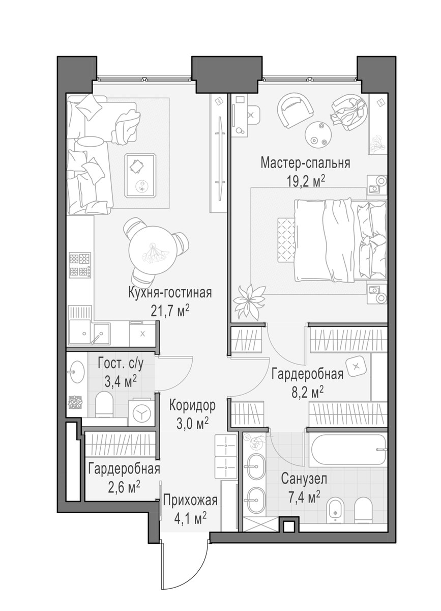 Планировка 70.3 м²