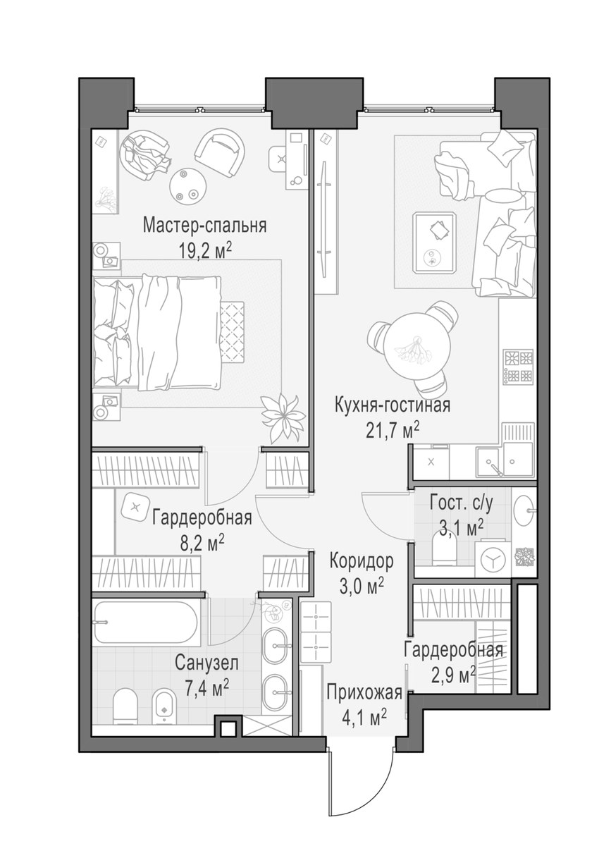 Планировка 69.9 м²