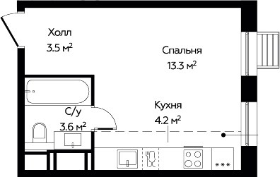 Планировка 24.6 м²