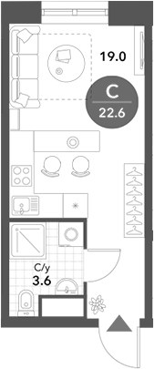 Планировка 22.6 м²
