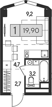 Планировка 19.9 м²