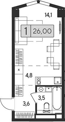 Планировка 26.0 м²