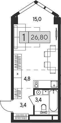 Планировка 26.8 м²