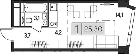 Планировка 25.3 м²