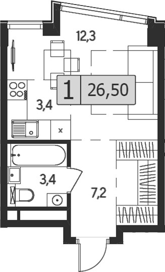 Планировка 26.5 м²