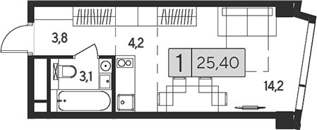 Планировка 25.4 м²