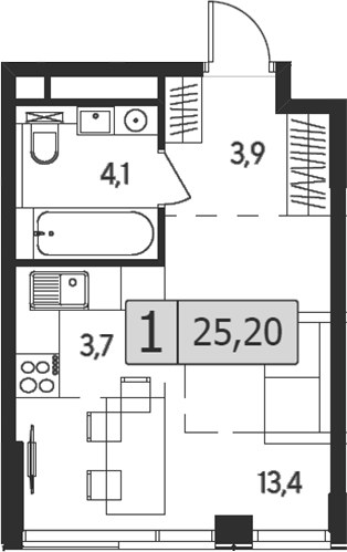 Планировка 25.2 м²