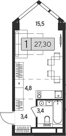 Планировка 27.3 м²
