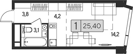 Планировка 25.4 м²