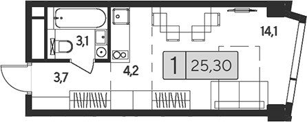 Планировка 25.3 м²