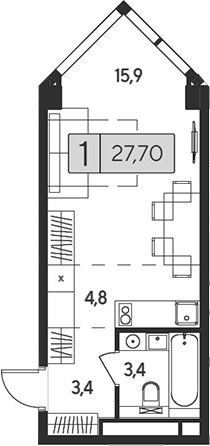 Планировка 27.7 м²
