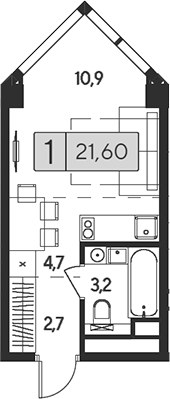 Планировка 21.6 м²